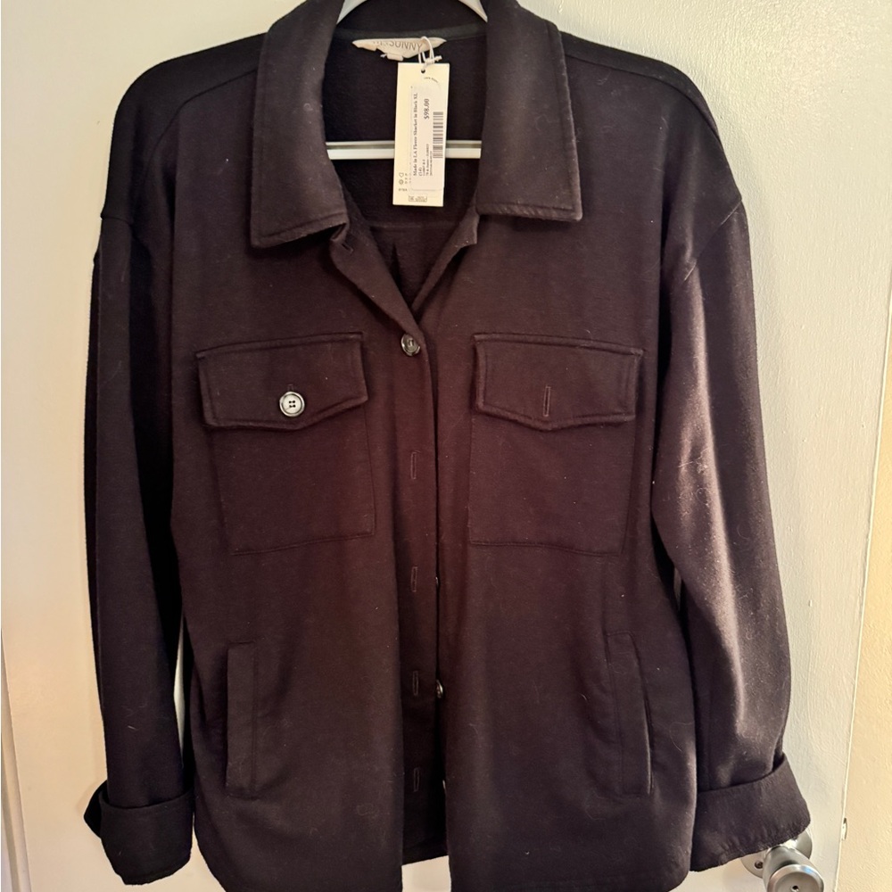 78 & Sunny Black Soft Fleece Shacket XL size 14 with pockets